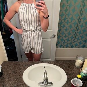Black and white striped romper